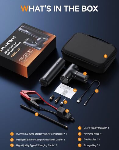 Portable Jump Starter with Air Compressor [ 40X-Rate Battery Cells ] 3250A 150PSI Car Jump Starter, Battery Jumper Starter Power Bank for 9.0L Gas and 8.0L Diesel Engines in Kuwait
