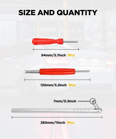Tire Valve Stem Puller Tools Set,Includes Valve Stem Cores,4 Way Valve Core Remover,Single Head Tire Valve Core Remover,Valve Stem Installer, Tire Repair Schrader Valve Tool in Kuwait