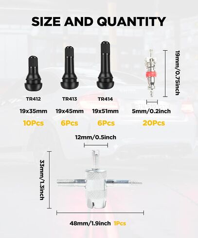 Tire Valve Stem Puller Tools Set,Includes Valve Stem Cores,4 Way Valve Core Remover,Single Head Tire Valve Core Remover,Valve Stem Installer, Tire Repair Schrader Valve Tool in Kuwait