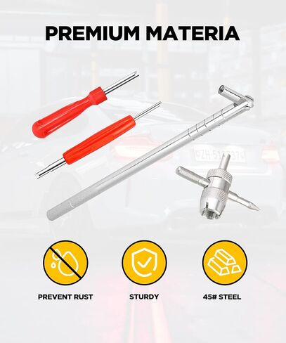 Tire Valve Stem Puller Tools Set,Includes Valve Stem Cores,4 Way Valve Core Remover,Single Head Tire Valve Core Remover,Valve Stem Installer, Tire Repair Schrader Valve Tool in Kuwait