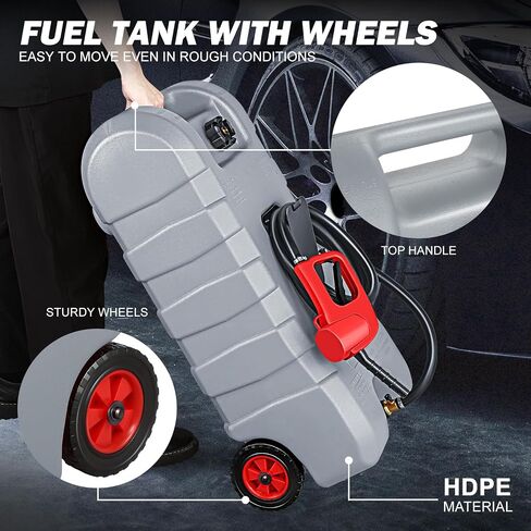 ‎DNA MOTORING 58L Portable Fuel Caddy Tank Container for Gasoline Diesel Light Oil,13 Gallon, 2 Gal/Min,Grey,TOOLS-00302 in Saudi Arabia