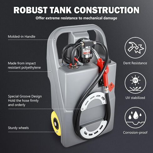‎DNA MOTORING 58L Portable Fuel Caddy Tank Container for Gasoline Diesel Light Oil,13 Gallon, 2 Gal/Min,Grey,TOOLS-00302 in Saudi Arabia
