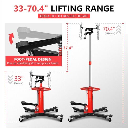 DNA MOTORING Hydraulic Transmission Jack - 1/2 Ton 1100 lbs Capacity High Lift Telescoping Floor Jack Stand,33"-70" Lifting Range,TOOLS-00320 in Saudi Arabia