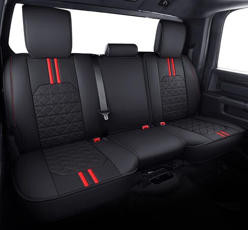 YIERTAI لأغطية مقاعد Dodge RAM تناسب 2009-2024 1500HD 2010-2023 2024 2500/3500HD Crew Double Quad Rebel Cab Laramie Big Long Horn Rebel Tradesman أغطية مقاعد جلدية (5 قطع مجموعة كاملة/أسود-أزرق) in Kuwait
