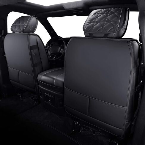 YIERTAI لأغطية مقاعد Dodge RAM تناسب 2009-2024 1500HD 2010-2023 2024 2500/3500HD Crew Double Quad Rebel Cab Laramie Big Long Horn Rebel Tradesman أغطية مقاعد جلدية (5 قطع مجموعة كاملة/أسود-أزرق) in Saudi Arabia