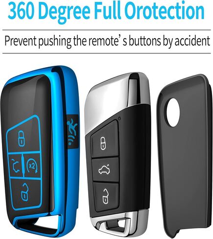 Tukellen for Volkswagen Key Fob Cover, Premium Soft TPU Full Protection Key Fob Case VW Tiguan Atlas Jetta Passat Golf Alltrack Smart Keyless Fob Remote Key (Red) in Saudi Arabia