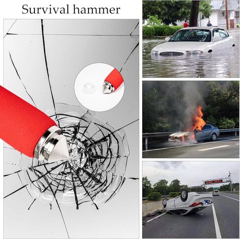 قفل توجيه قابل للسحب مع 3 مفاتيح، قفل عجلة قيادة قابل للتعديل ومطرقة هروب، أجهزة متقدمة مضادة للسرقة لسلامة السيارات/الشاحنات/سيارات الدفع الرباعي/الشاحنات (أحمر) in Kuwait