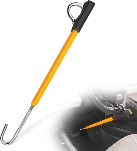 KAYCENTOP عجلة قيادة السيارة إلى قفل دواسة الفرامل، منتجات أمان السيارة العالمية، قفل السيارة التلقائي القابل للسحب، جهاز مضاد للسرقة للسيارة، طول قابل للتعديل، 3 مفاتيح، لسيارة شاحنة SUV Van in Kuwait