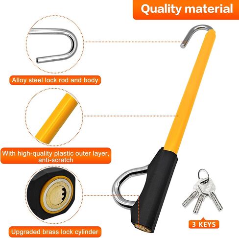 KAYCENTOP عجلة قيادة السيارة إلى قفل دواسة الفرامل، منتجات أمان السيارة العالمية، قفل السيارة التلقائي القابل للسحب، جهاز مضاد للسرقة للسيارة، طول قابل للتعديل، 3 مفاتيح، لسيارة شاحنة SUV Van in Kuwait