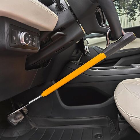 KAYCENTOP عجلة قيادة السيارة إلى قفل دواسة الفرامل، منتجات أمان السيارة العالمية، قفل السيارة التلقائي القابل للسحب، جهاز مضاد للسرقة للسيارة، طول قابل للتعديل، 3 مفاتيح، لسيارة شاحنة SUV Van in Kuwait