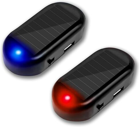 Red+Blue Car Solar Power Simulated Dummy Alarm, Anti-Theft Fake Car Alarm LED Flashing Security Light with USB Charger Port for Car in Kuwait