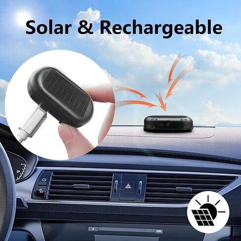 Red+Blue Car Solar Power Simulated Dummy Alarm, Anti-Theft Fake Car Alarm LED Flashing Security Light with USB Charger Port for Car in Kuwait