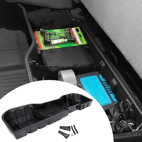 ECOTRIC Under Seat Storage Box Compatible with Crew Cab 2007-2019 Silverado/Sierra 1500 / 2500HD / 3500HD Under Seat Storage Container Replacement for #23183674 in Saudi Arabia