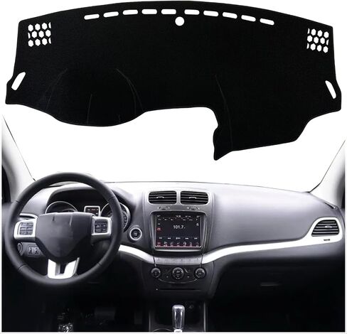 غطاء حصيرة لوحة القيادة الداخلية المخصصة لوحدة التحكم المركزية المتوافقة مع Dodge Journey 2011 2012 2013 2014 2015 2016 2017 2018 2019 2020 ملحقات أغطية لوحة القيادة (حافة سوداء) in Kuwait