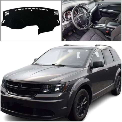 غطاء حصيرة لوحة القيادة الداخلية المخصصة لوحدة التحكم المركزية المتوافقة مع Dodge Journey 2011 2012 2013 2014 2015 2016 2017 2018 2019 2020 ملحقات أغطية لوحة القيادة (حافة سوداء) in Kuwait