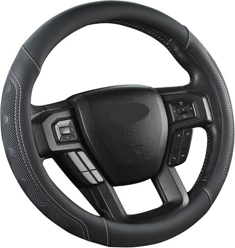 GIANT PANDA Car Steering Wheel Cover for Ford - F150 F250 F350 Expedition, (15.5-16 inches - Black+Gray Line) in Saudi Arabia