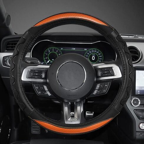 GIANT PANDA Car Steering Wheel Cover for Ford - F150 F250 F350 Expedition, (15.5-16 inches - Black+Gray Line) in Saudi Arabia