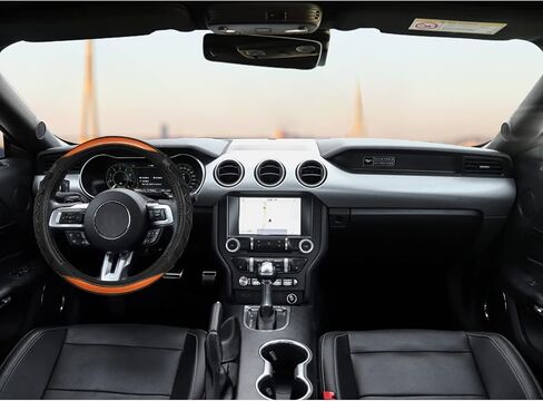 GIANT PANDA Car Steering Wheel Cover for Ford - F150 F250 F350 Expedition, (15.5-16 inches - Black+Gray Line) in Saudi Arabia