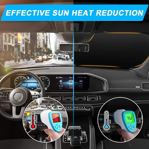 MEIDI 2-Piece Car Windshield Sun Shade, Foldable Car Front Window Sunshield, Blocks UV Rays and Sun Heat, Universal Car Sun Shield for Most Sedans SUVs Trucks (Small Size 23.5 x 29 inches) in Kuwait