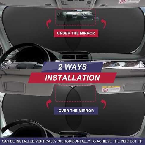 MEIDI 2-Piece Car Windshield Sun Shade, Foldable Car Front Window Sunshield, Blocks UV Rays and Sun Heat, Universal Car Sun Shield for Most Sedans SUVs Trucks (Small Size 23.5 x 29 inches) in Kuwait