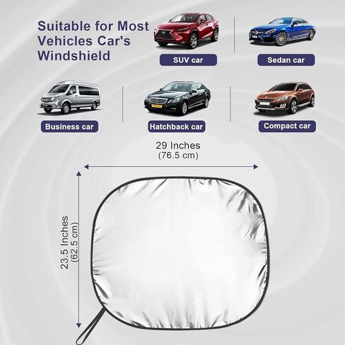 MEIDI 2-Piece Car Windshield Sun Shade, Foldable Car Front Window Sunshield, Blocks UV Rays and Sun Heat, Universal Car Sun Shield for Most Sedans SUVs Trucks (Small Size 23.5 x 29 inches) in Kuwait