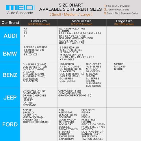 MEIDI 2-Piece Car Windshield Sun Shade, Foldable Car Front Window Sunshield, Blocks UV Rays and Sun Heat, Universal Car Sun Shield for Most Sedans SUVs Trucks (Small Size 23.5 x 29 inches) in Kuwait