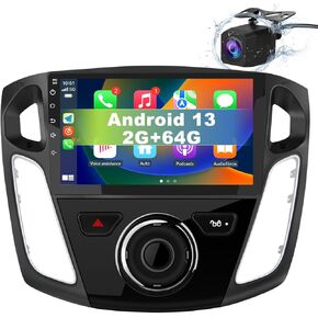 راديو سيارة لسيارة Ford Focus 2012-2017، شاشة لمس 9 بوصة Android 15 ستيريو مع بلوتوث GPS لاسلكي CarPlay Andriod Auto [2GB+64GB] in Kuwait