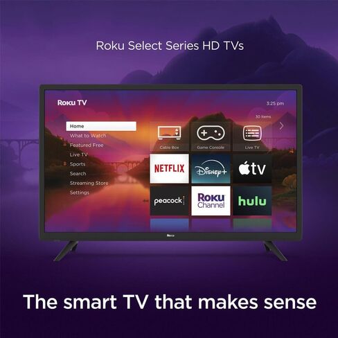 ROKU 32 "SELECT SERSS 720P HD SMART TV TV Remote ، Assistant Assistant Prinive ، تطبيقات تلفزيونية ، Wi-Fi ، إمكانية البث-32R2B4 in Saudi Arabia