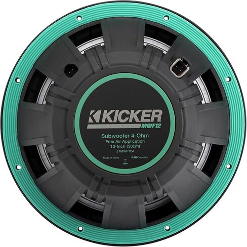 Kicker 51MWF124 12 "450W Marine Boat Free Air Subwoofer 4-Ohm Sub Bundle مع Rockville Rock Party 6 Dual 6.5". in Saudi Arabia