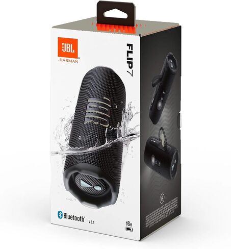 JBL Flip 7 SPEAKER PORTABLE Bluetooth ، IP68 مقاوم للماء ، مقاوم للغبار ، نظام PUSHLOCK ، دفعة صوت AI ، بطارية 16 ساعة ، حالة حماية Megen Hardshel (أسود) in Saudi Arabia