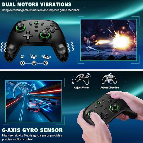 وحدة تحكم التبديل اللاسلكية لوحدة تحكم نينتندو سويتش / سويتش لايت / سويتش OLED، وحدة تحكم Rgb Switch Pro لأجهزة الكمبيوتر التي تعمل بنظام Windows PC IOS Android، لوحة تحكم عن بعد للتبديل مع تحكم في الحركة / الاهتزاز / التربو / الاستيقاظ in Kuwait