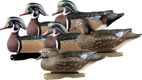 Avery GHG Pro-Grade Wood Duck Decoys, 6-Pack | Realistic Durable Waterfowl Hunting Floating Duck Decoys with 60/40 Forward Weighted Swim Keel | 4 Body Positions, Male & Female Ducks (73135) in Saudi Arabia