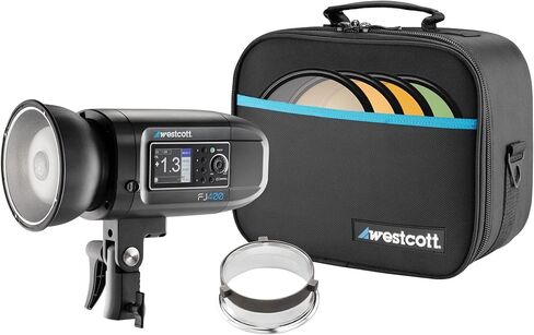 Westcott FJ400 400WS strobe مع بطارية بوليمر الليثيوم AC/DC وحزمة التأكيد (19 عنصرًا) in Saudi Arabia