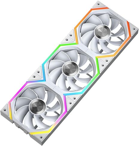 Jungle Leopard Galaxy 120mm Case Case Fan و Argb و PWM Cooling Fans PC ، محور Core Double Ring Cd Module Compule Moves ، Daisy-Chain 5V RGB Fan (White 3 Pack) in Kuwait
