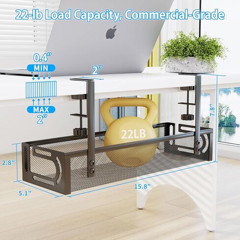 No Drill Under Desk Cable Management Tray, SONATURE 25.3" Cord Organizer for Table, Clamp Mount Desk Cable Management, Premium Carbon Steel Cable Organizer for Office, Home (Black) in Kuwait