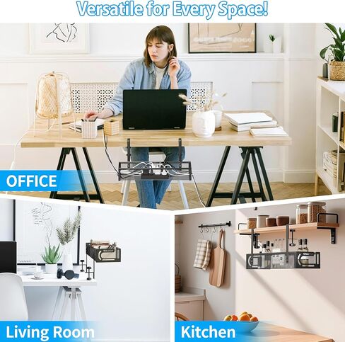 No Drill Under Desk Cable Management Tray, SONATURE 25.3" Cord Organizer for Table, Clamp Mount Desk Cable Management, Premium Carbon Steel Cable Organizer for Office, Home (Black) in Kuwait