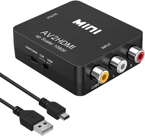 RCA to HDMI Converter, AV to HDMI Converter, 1080P RCA Composite CVBS AV to HDMI Video Audio Converter Adapter, Support PAL/NTSC3.58/ NTSC4.43/SECAM，PAL/M，PAL/N. with USB Power Cable in Saudi Arabia