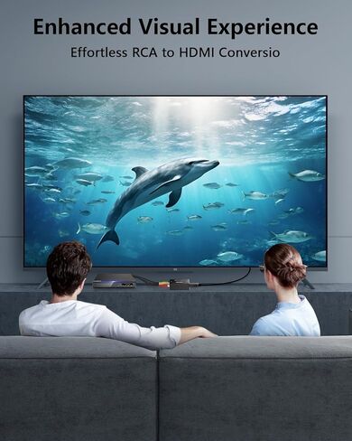 RCA to HDMI Converter, AV to HDMI Converter, 1080P RCA Composite CVBS AV to HDMI Video Audio Converter Adapter, Support PAL/NTSC3.58/ NTSC4.43/SECAM，PAL/M，PAL/N. with USB Power Cable in Saudi Arabia