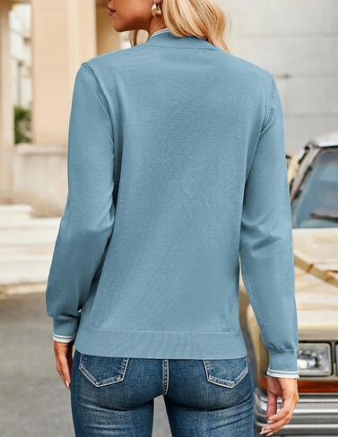 JACK SMITH Pullover Sweaters for Women Long Sleeve Argyle Quarter Zipper Collar Polo Sweater Ribbed Knit Golf Tops in Saudi Arabia