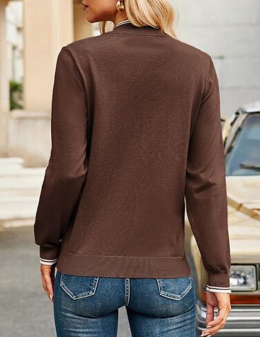 JACK SMITH Pullover Sweaters for Women Long Sleeve Argyle Quarter Zipper Collar Polo Sweater Ribbed Knit Golf Tops in Kuwait
