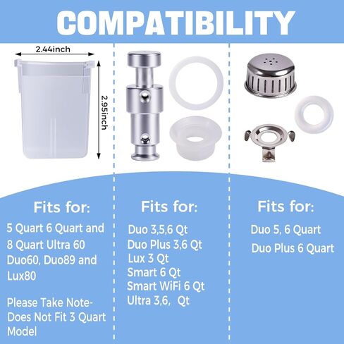 13 Pcs Sealing Ring 5, 6 Qt,For Duo Plus 6 Quart Electric Pressure Cooker Valve Replacement Parts With Include Silicone Gasket Steam Release Valve Float Valve Anti-Block Shield Condensation Collector in Saudi Arabia