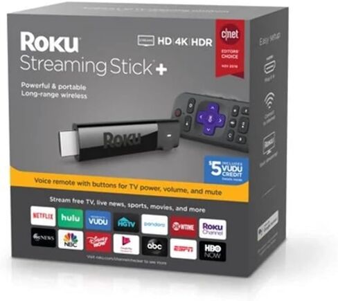 Roku Streaming Stick+ | HD/4K/HDR Streaming Device with Long-range Wireless and Voice Remote with TV Controls (Renewed) in Saudi Arabia