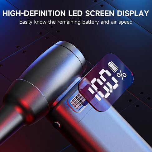 Duster Air Air مضغوط ， 6 تروس قابلة للتعديل 300000 دورة في الدقيقة هواء كهربائي لاسلكي مع ضوء LED وشاشة ، 10000 مللي أمبير في الساعة منفاخ هواء اللاسلكي القابل لإعادة الشحن مع محرك بدون فرش ، يحل محل علب الهواء المضغوط in Saudi Arabia