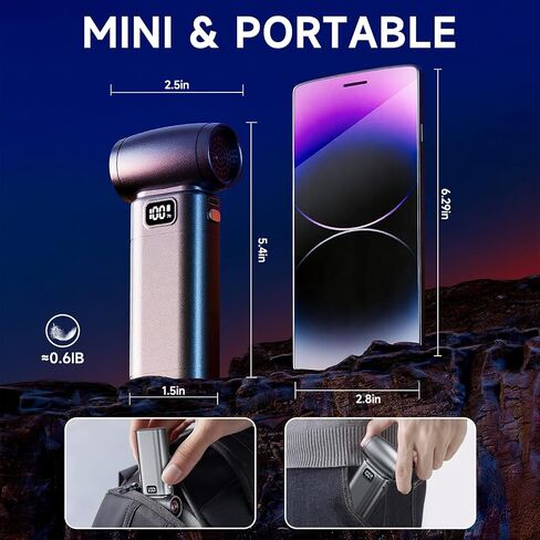 Duster Air Air مضغوط ， 6 تروس قابلة للتعديل 300000 دورة في الدقيقة هواء كهربائي لاسلكي مع ضوء LED وشاشة ، 10000 مللي أمبير في الساعة منفاخ هواء اللاسلكي القابل لإعادة الشحن مع محرك بدون فرش ، يحل محل علب الهواء المضغوط in Saudi Arabia