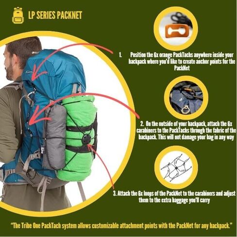 LP Series PackNet Backpack Extension Bungee Cargo Net, Adjustable Six-Point PackTach Storage Net, Supports 300lbs in Saudi Arabia