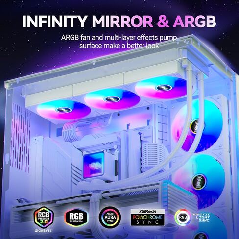 Jeyi Iarcticstorm 360 مبرد المياه الأبيض ، سطح المكتب Argb AIO CPU CPU ، Intel & AMD TDP 280W ، مضخة غير مكتملة للمرآة غير المليئة بالسيطرة على PWM ، لـ AMD RYZEN AM5 | 4 ، Intel LGA 1851 | 1700 إلخ. in Kuwait