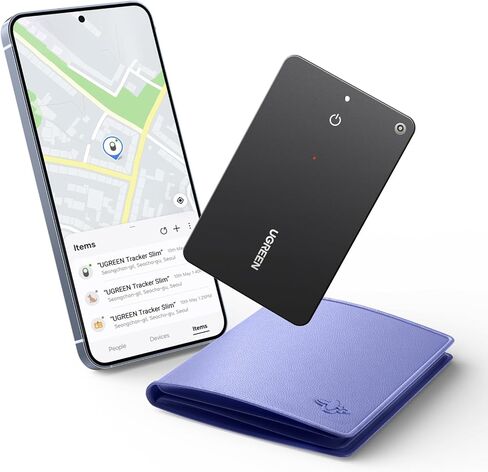 تعمل علامات تعقب Bluetooth Slim S Ugreen Slim S مع تطبيق Samsung SmartThings (Samsung فقط) ، ومكتشف بطاقة محفظة سعة 1.7 ملم ، بطاقة تعقب مائية قابلة لإعادة الشحن للمحفظة ، المفتاح ، الأمتعة in Kuwait