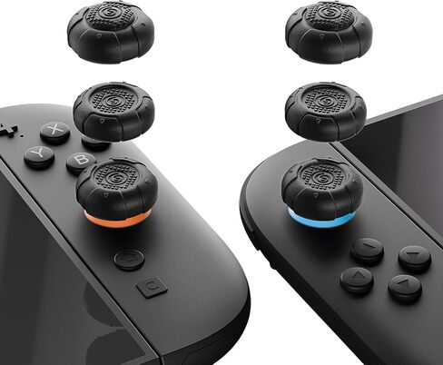 GeekShare G.S.Tac Edge Switch 2 Silicone Thumb Grip Caps Set, Anti-Slip Joystick Cover Caps Compatible with Switch 2 2025, 3 Pairs / 6 pcs - Black in Saudi Arabia
