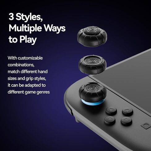 GeekShare G.S.Tac Edge Switch 2 Silicone Thumb Grip Caps Set, Anti-Slip Joystick Cover Caps Compatible with Switch 2 2025, 3 Pairs / 6 pcs - Black in Saudi Arabia