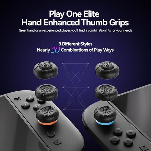 GeekShare G.S.Tac Edge Switch 2 Silicone Thumb Grip Caps Set, Anti-Slip Joystick Cover Caps Compatible with Switch 2 2025, 3 Pairs / 6 pcs - Black in Saudi Arabia